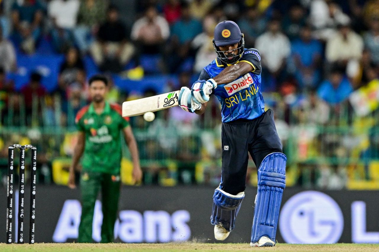 Janith Liyanage prepares to hit out, Sri Lanka vs Bangladesh, 2nd ODI, Colombo, July 5, 2025