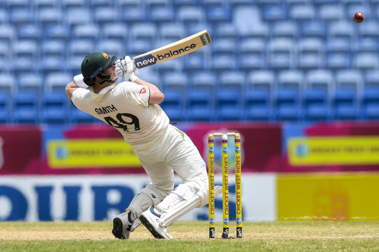 Steven Smith ramps one away, West Indies vs Australia, 2nd Test, 3rd day, St George's, July 5, 2025