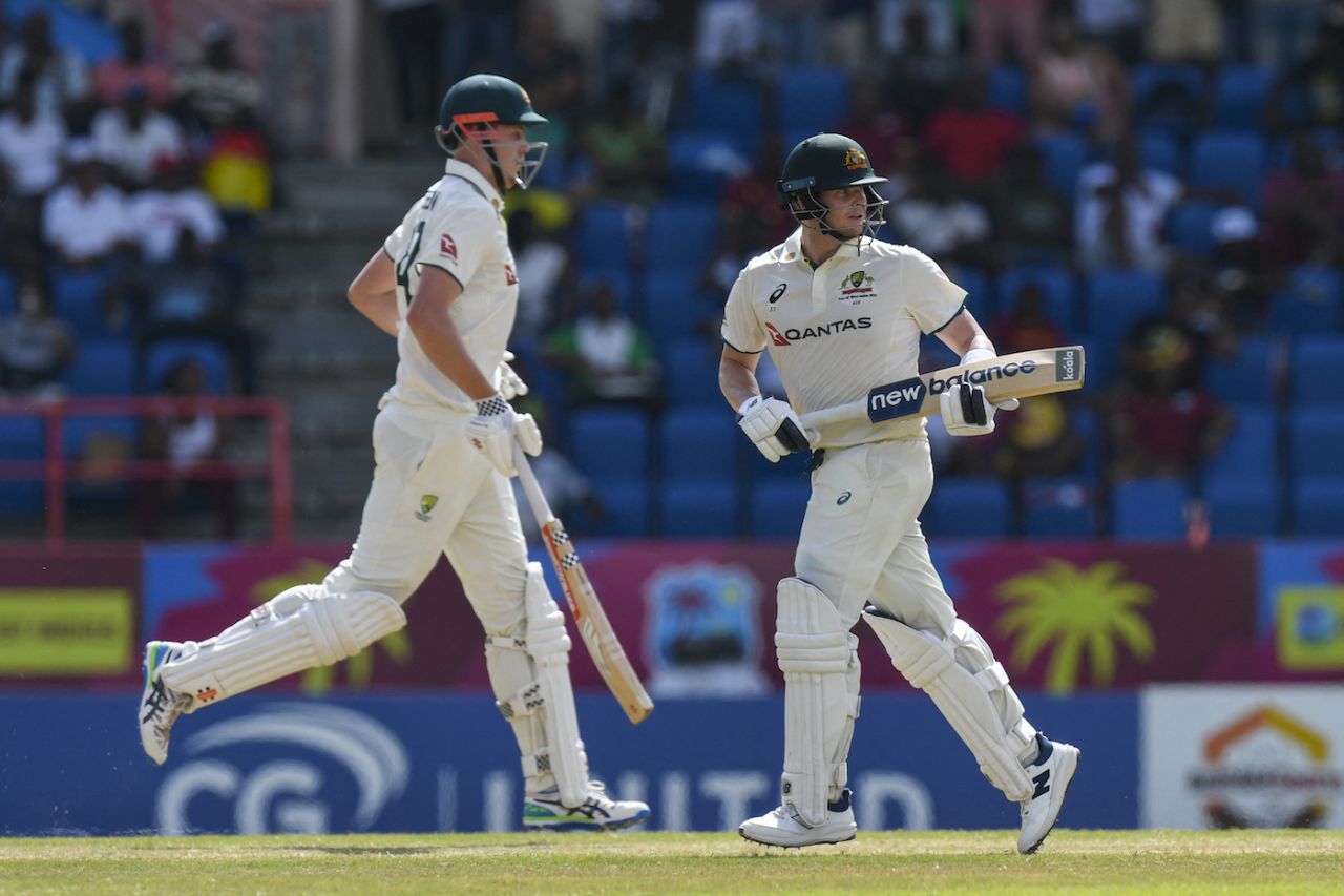 Steven Smith and Cameron Green added 93 off 153 balls for the fourth wicket, West Indies vs Australia, 2nd Test, 3rd day, St George's, July 5, 2025