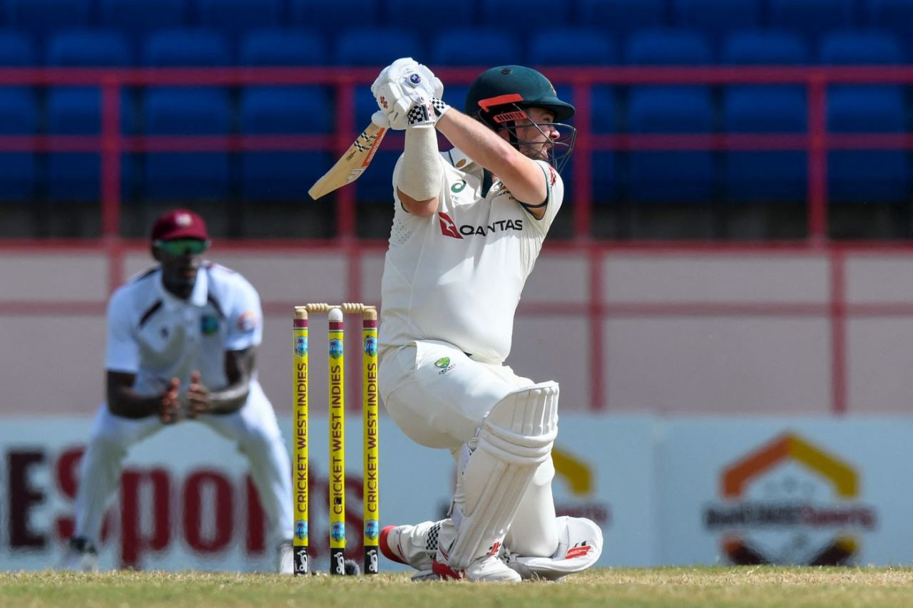 Travis Head square drives with power, West Indies vs Australia, 2nd Test, 3rd day, St George's, July 5, 2025
