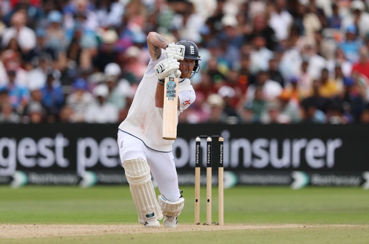 Ben Stokes played a steady hand in the sixth-wicket partnership, England vs India, 2nd Test, Edgbaston, 5th day, July 6, 2025