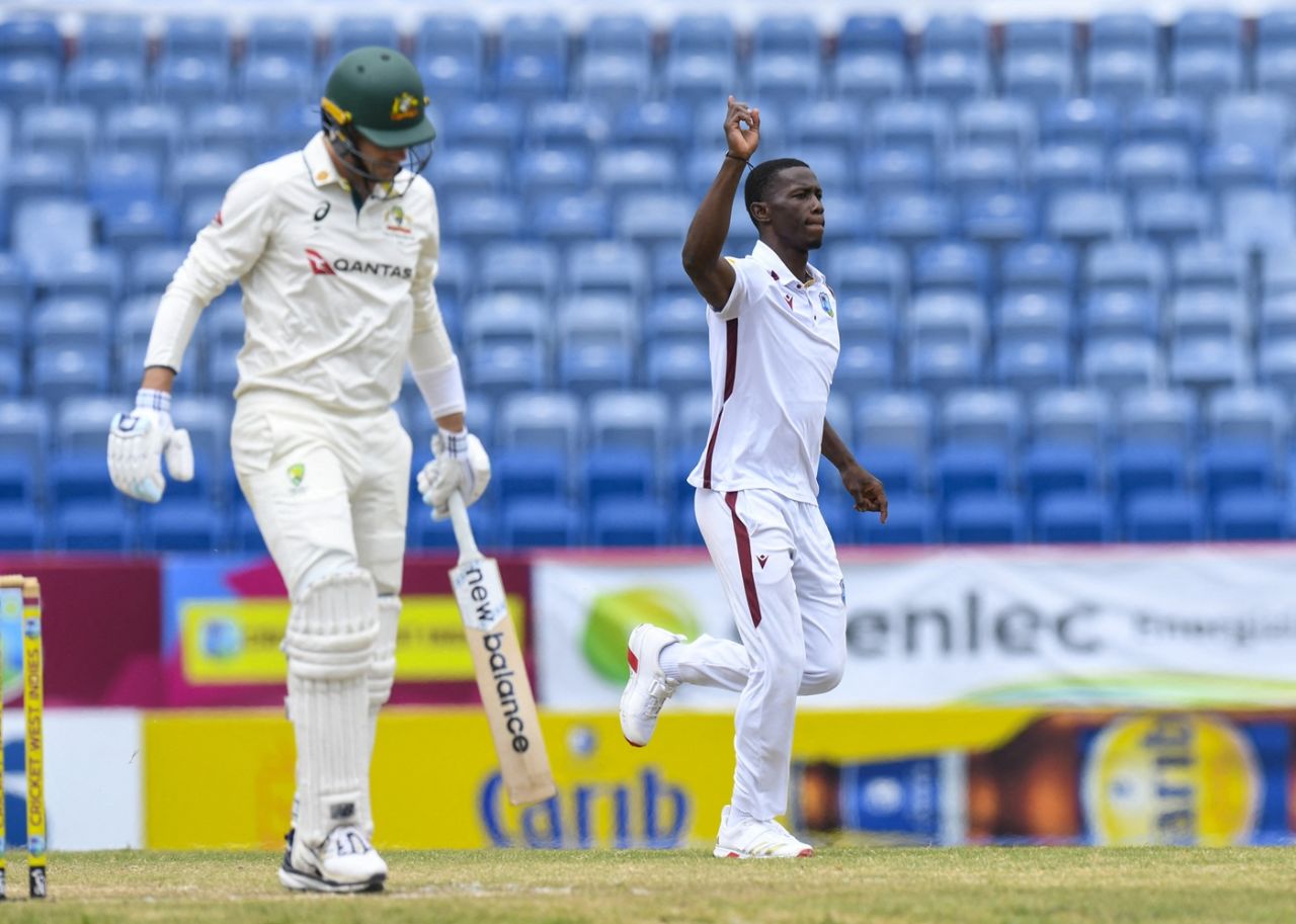 Shamar Joseph struck early on the fourth morning, West Indies vs Australia, 2nd Test, 4th day, St George's, July 6, 2025