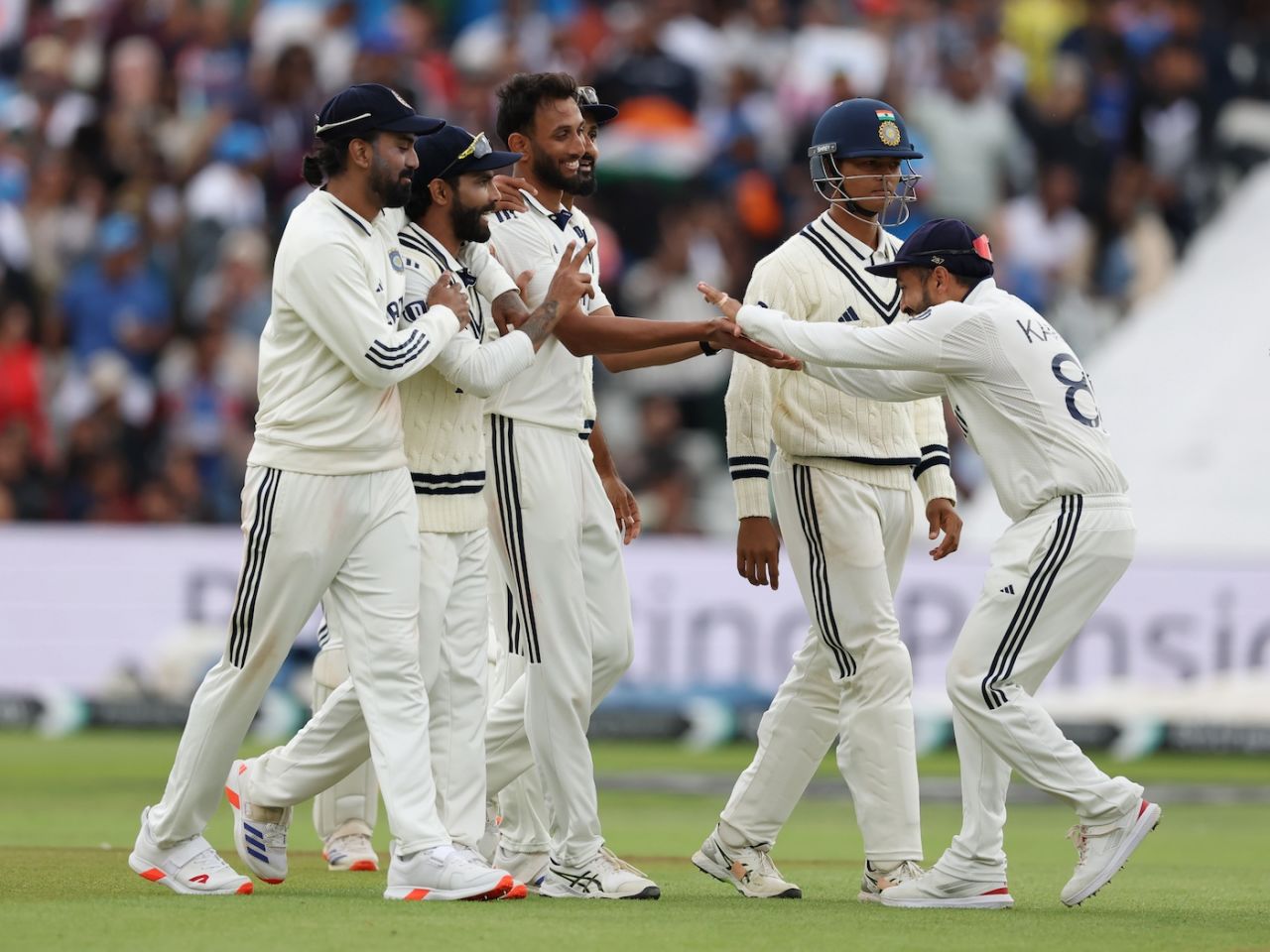 Prasidh Krishna celebrates a wicket on the final day, England vs India, 2nd Test, Edgbaston, 5th day, July 6, 2025
