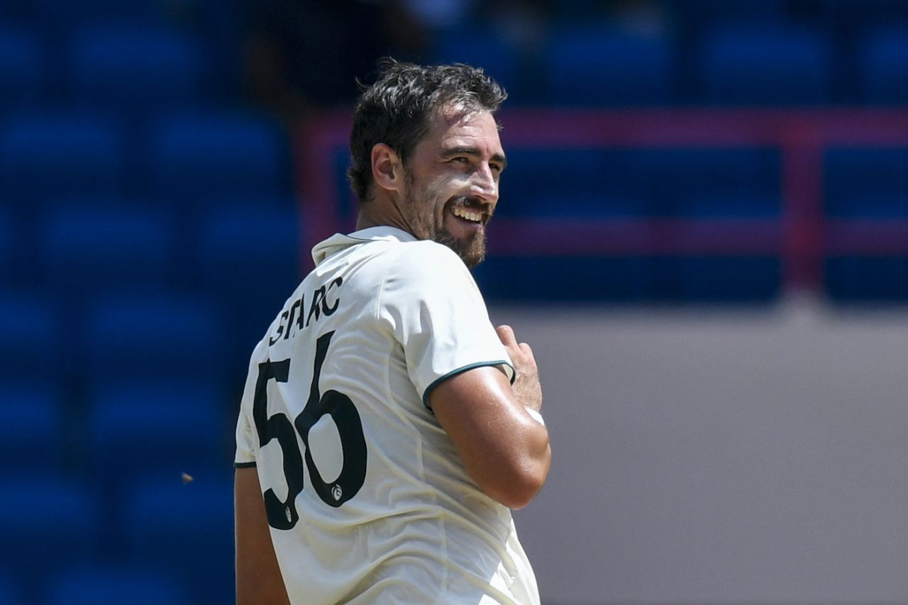 Mitchell Starc gave right handers a hard time from around the wicket, West Indies vs Australia, 2nd Test, St George's, 4th day, July 6, 2025
