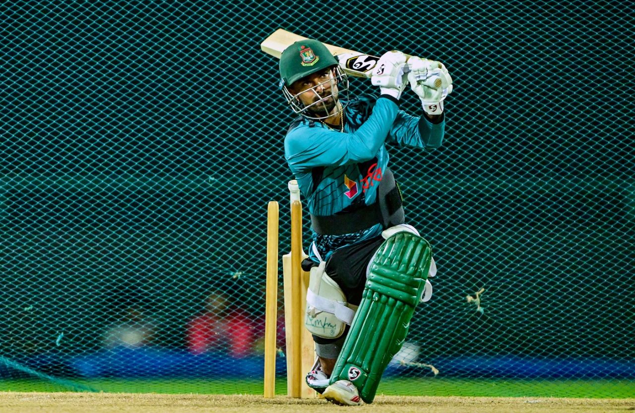 Litton Das hits out at the nets, Pallekele, July 7, 2025