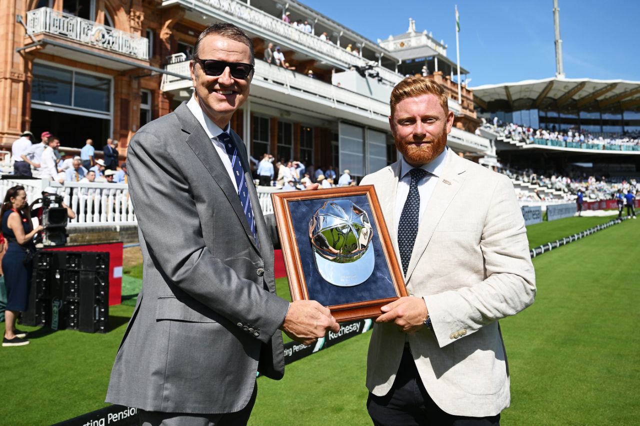 Richard Thompson gives Jonny Bairstow his 100th cap, England vs India, 3rd Test, Day 1, Lord's, July 10, 2025