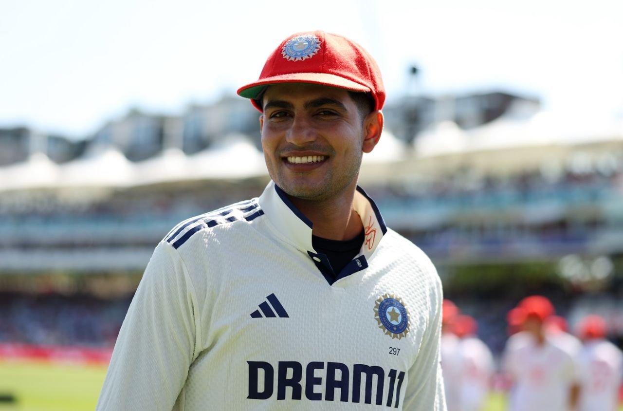 Shubman Gill with a red cap in support of Ruth Strauss Foundation, England vs India, 3rd Test, Lord's, London, 2nd Day, July 11, 2025