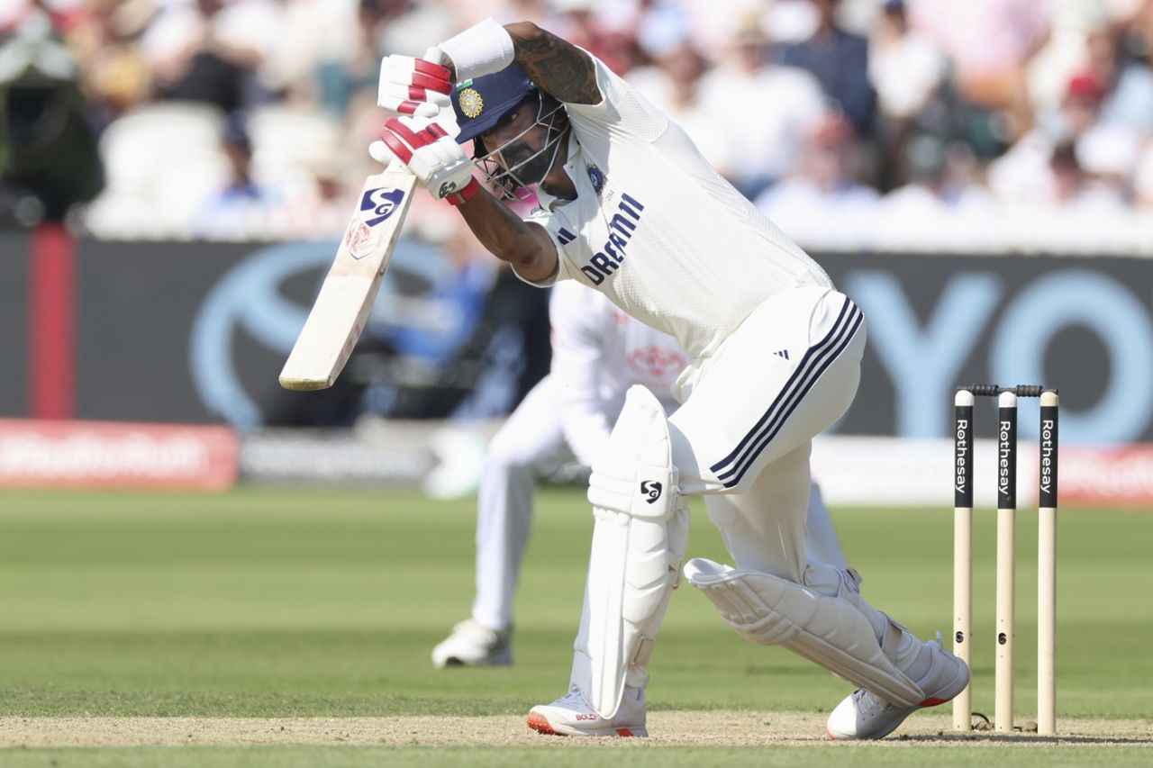 KL Rahul leans into the drive, England vs India, 3rd Test, Lord's, London, 2nd day, July 11, 2025