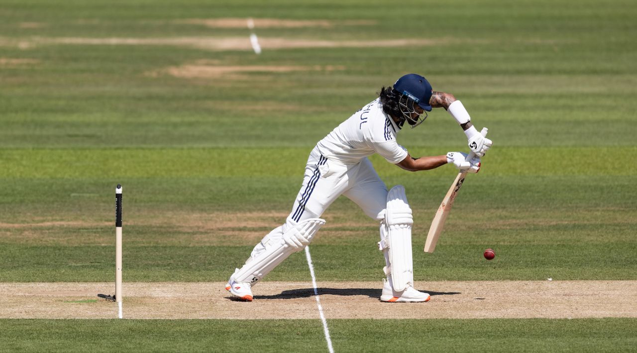 KL Rahul defends with peak balance, England vs India, 3rd Test, Lord's, London, 3rd day, July 12, 2025
