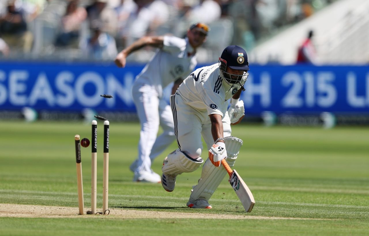 Rishabh Pant was run-out in the last over before lunch, England vs India, 3rd Test, Lord's, London, 3rd day, July 12, 2025