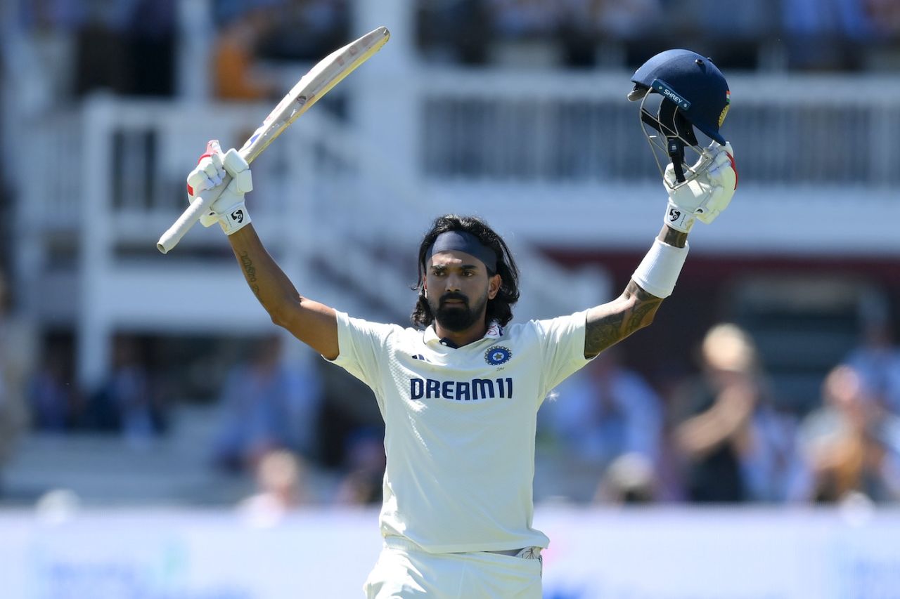 KL Rahul celebrates his second century at Lord's, England vs India, 3rd Test, Lord's, London, 3rd day, July 12, 2025