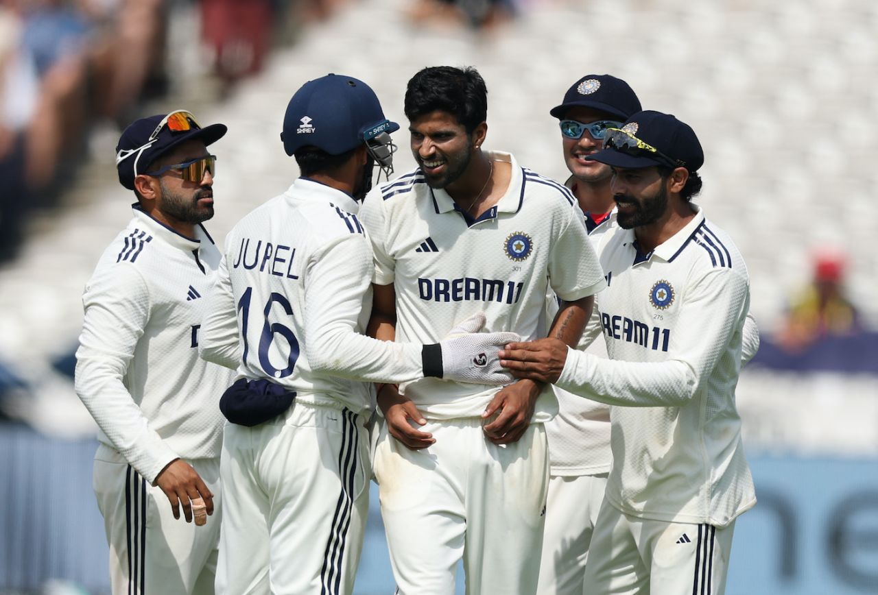 Washington Sundar celebrates the big wicket of Joe Root, England vs India, 3rd Test, Lord's, 4th day, July 13, 2025