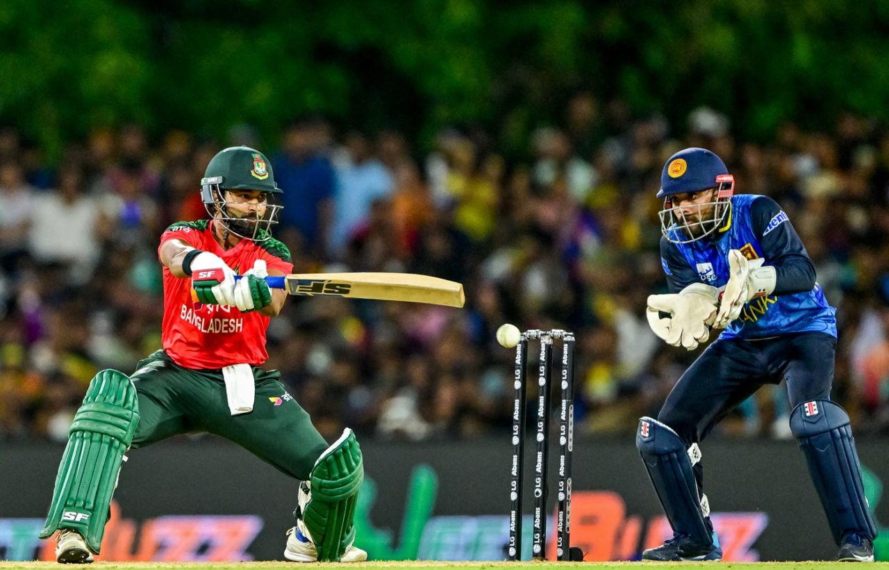 Shamim Hossain chops one away Sri Lanka vs Bangladesh, 2nd T20I, Dambulla, July 13, 2025