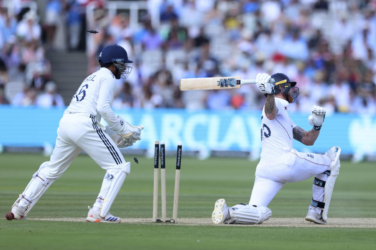 Ben Stokes was bowled after missing a sweep, England vs India, 3rd Test, Lord's, 4th day, July 13, 2025