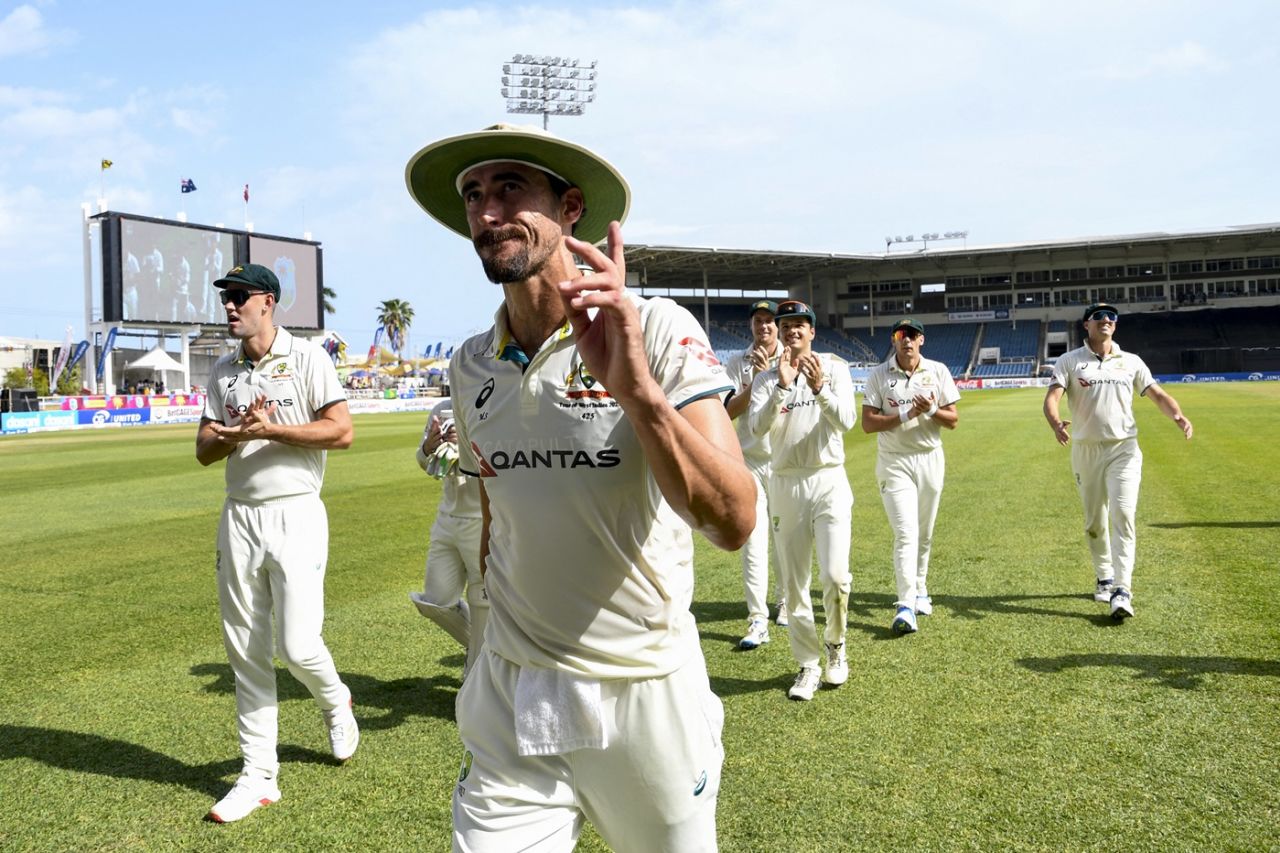 Mitchell Starc completed his five-wicket haul in just 15 balls, the fastest in Tests, West Indies vs Australia, 3rd Test, Kingston, Day 3, July 14, 2025