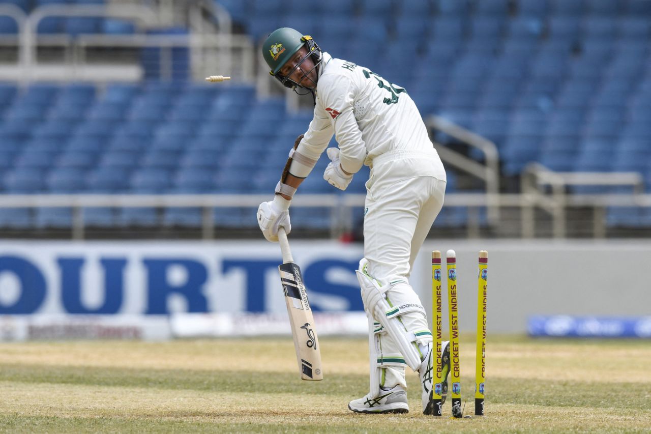 Josh Hazlewood has his stumps knocked back, West Indies vs Australia, 3rd Test, Kingston, Day 3, July 14, 2025