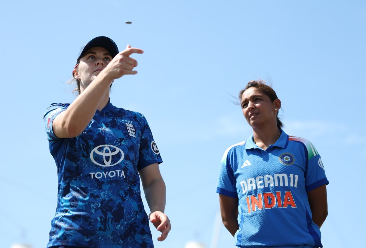 Nat Sciver-Brunt and Harmanpreet Kaur at the toss, England vs India, 1st women's ODI, Southampton, July 16, 2025
