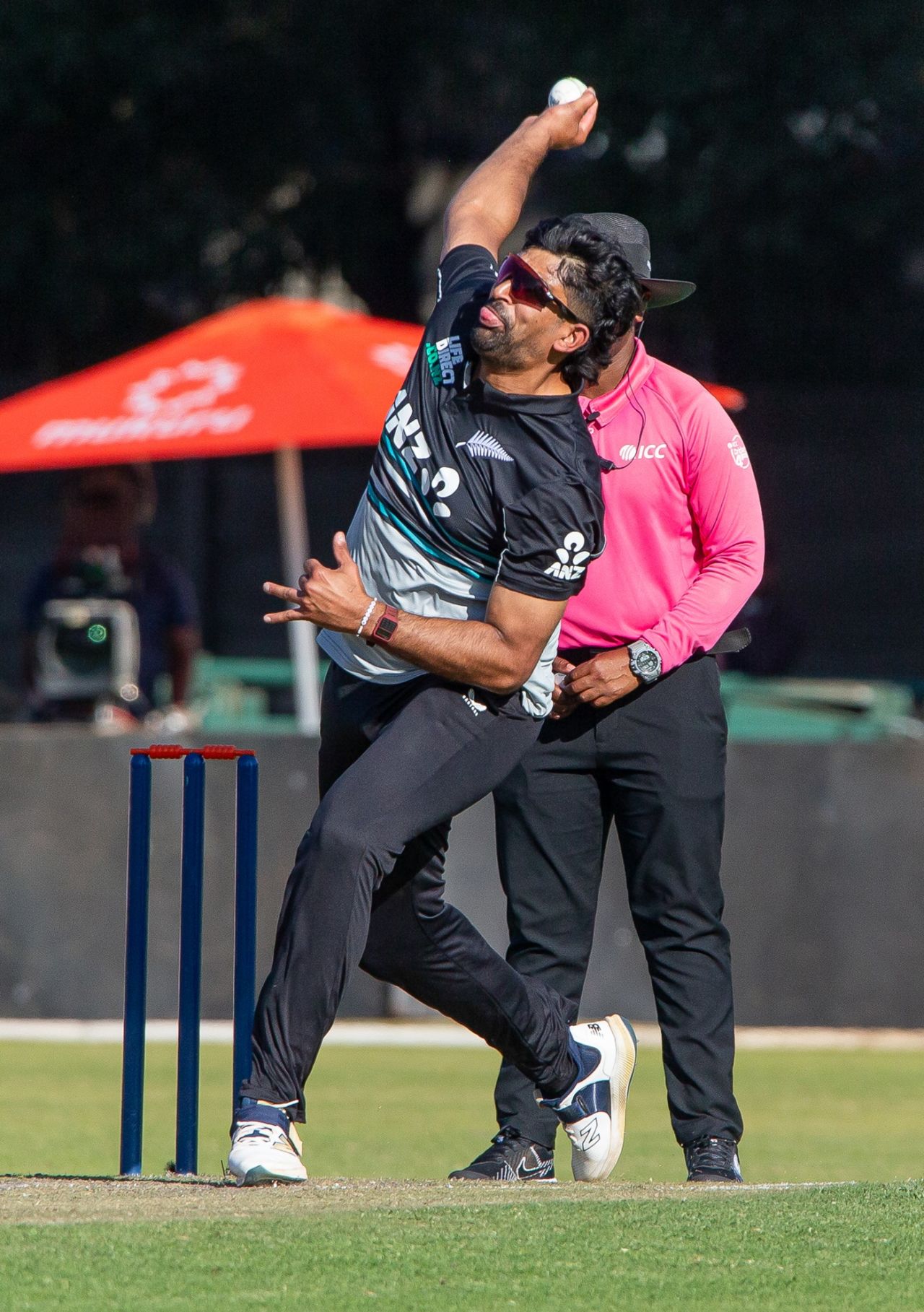 Ish Sodhi prepares to push one through, New Zealand vs South Africa, Harare, July 16, 2025