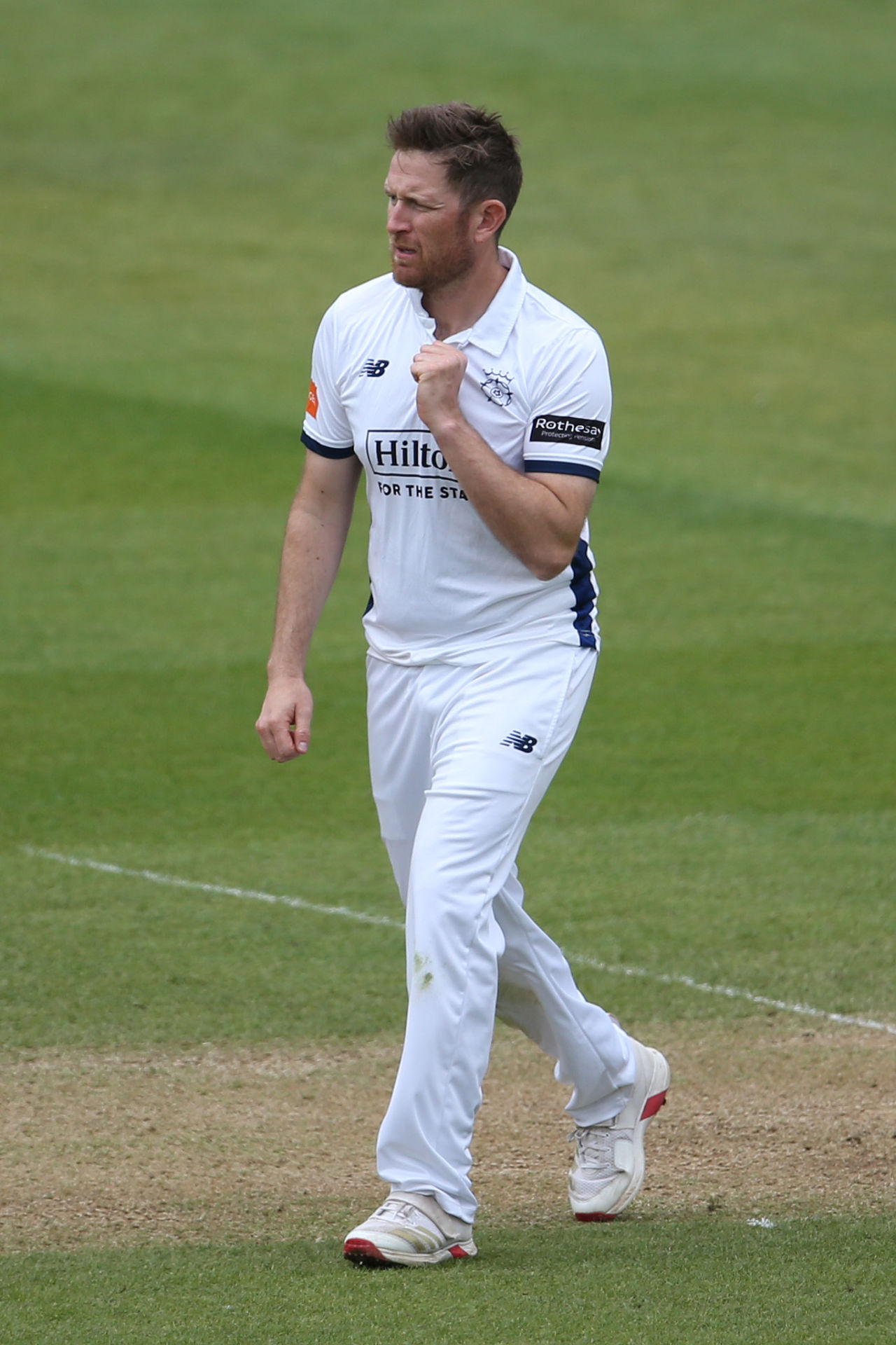 Liam Dawson celebrates the wicket of centurion Dom Sibley, Surrey vs Hampshire, County Championship, Kia Oval, April 13, 2025