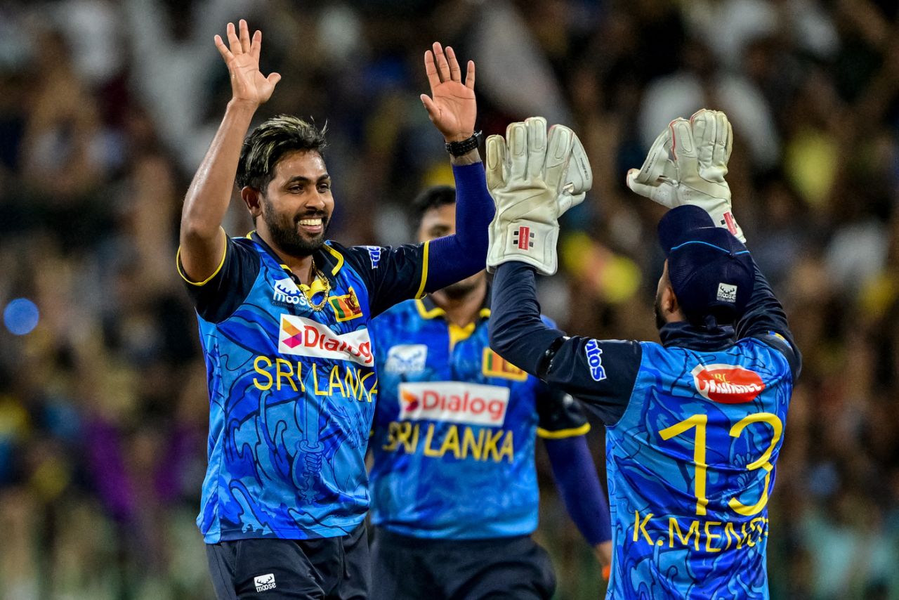 Nuwan Thushara celebrates a wicket, Sri Lanka vs Bangladesh, 3rd T20I, Colombo (RPS), July 16, 2025