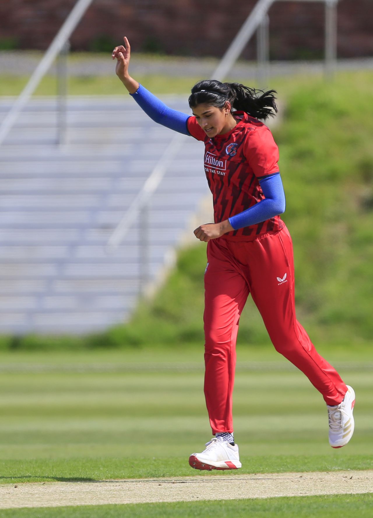 Mahika Gaur claimed a three-wicket haul, Lancashire vs Somerset, Women's T20 Blast, Blackpool, July 18, 2025