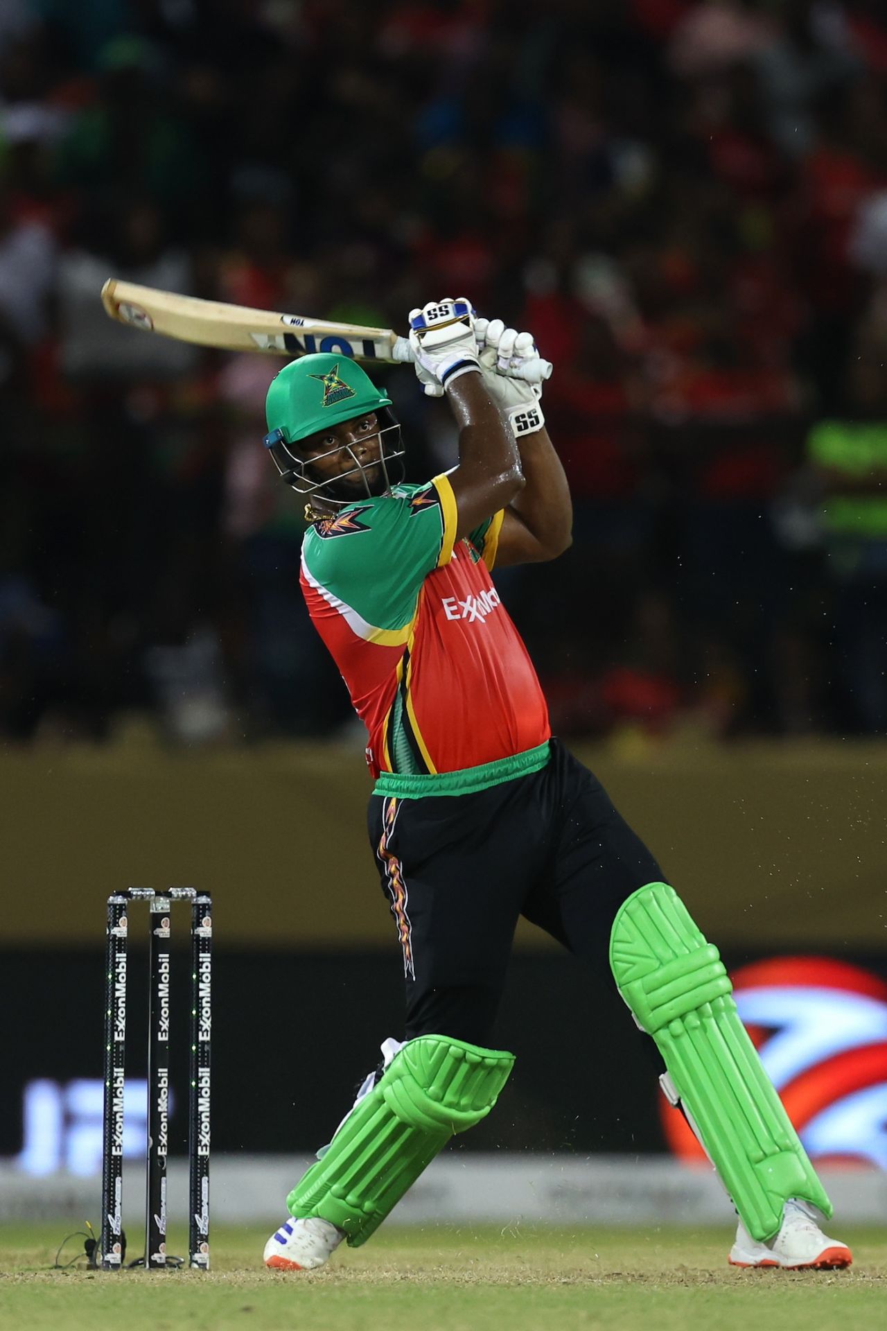 Romario Shepherd gave the Amazon Warriors' innings its finishing kick, Guyana Amazon Warriors vs Rangpur Riders, GSL 2025 final, Providence, July 18, 2025
