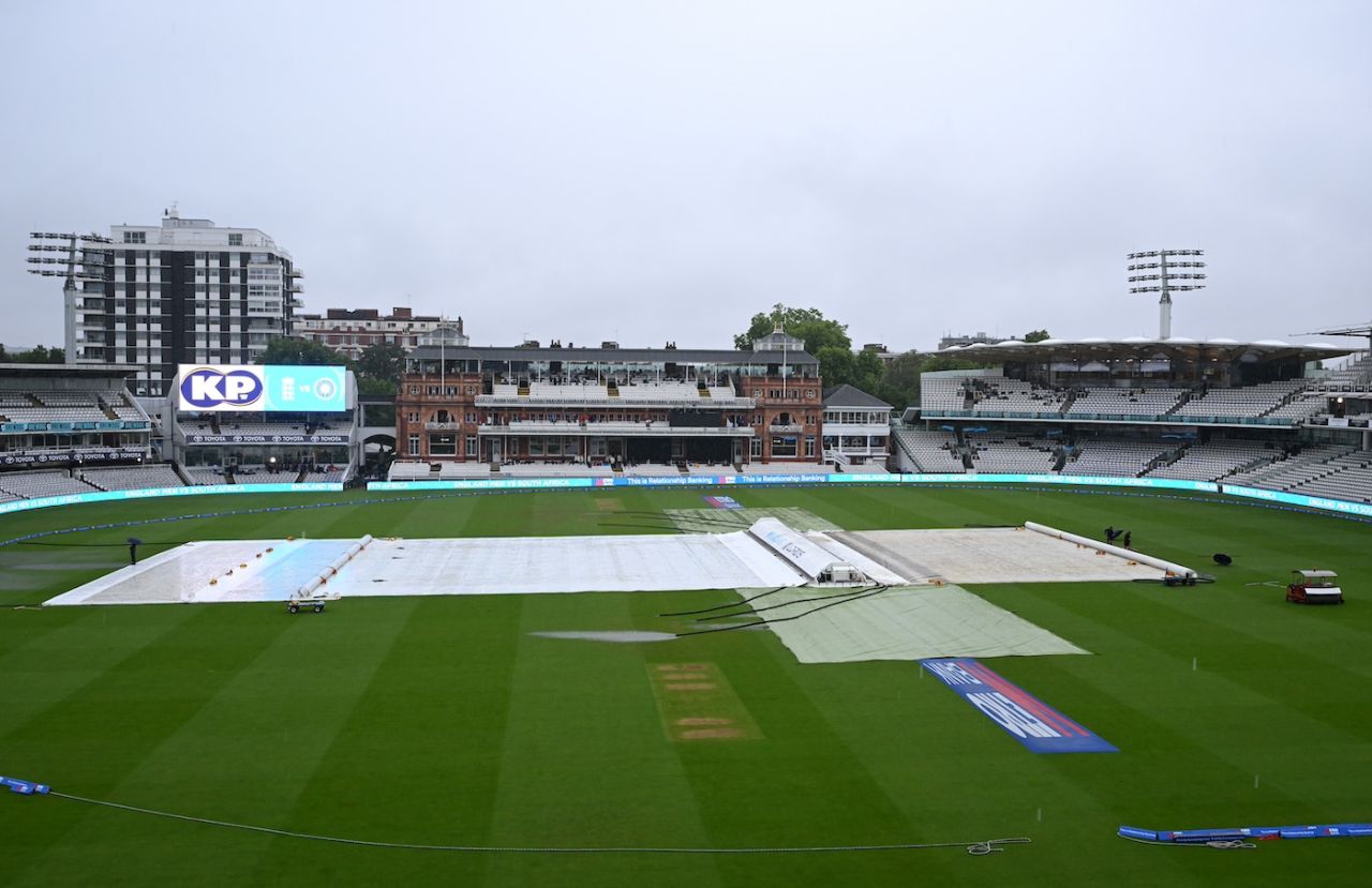 Rain on Saturday morning left Lord's under covers, England vs India, 2nd ODI, Lord's, London, July 19, 2025