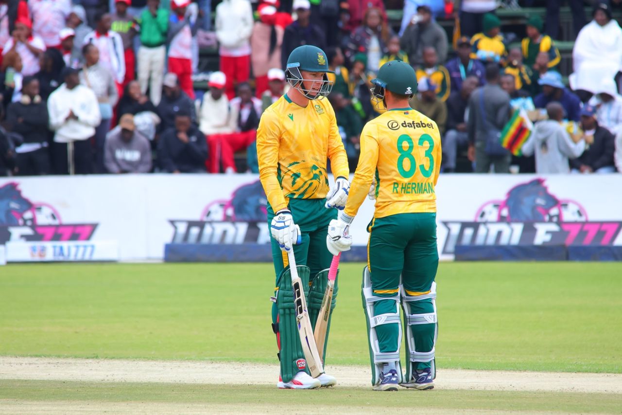 Rassie van der Dussen and Rubin Hermann added 106 together, Zimbabwe vs South Africa, Men's T20I tri-series, Harare, July 20, 2025