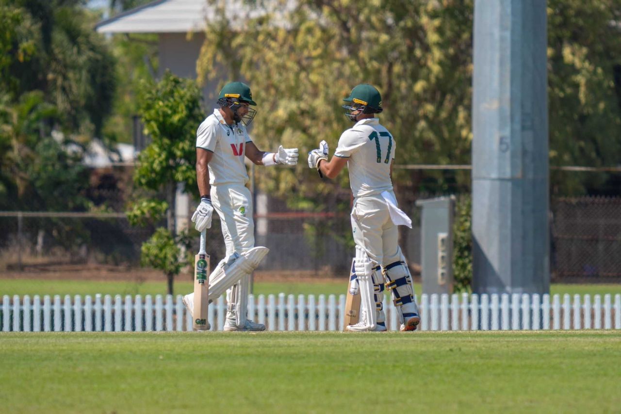 Jake Weatherald and Jason Sangha put up a double-century partnership, Australia A vs Sri Lanka A, 2nd unofficial Test, Darwin, 3rd day, July 22, 2025