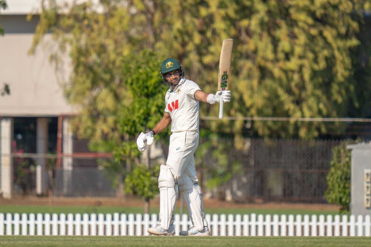 Jason Sangha brought up a century from No. 4, Australia A vs Sri Lanka A, 2nd unofficial Test, Darwin, 3rd day, July 22, 2025