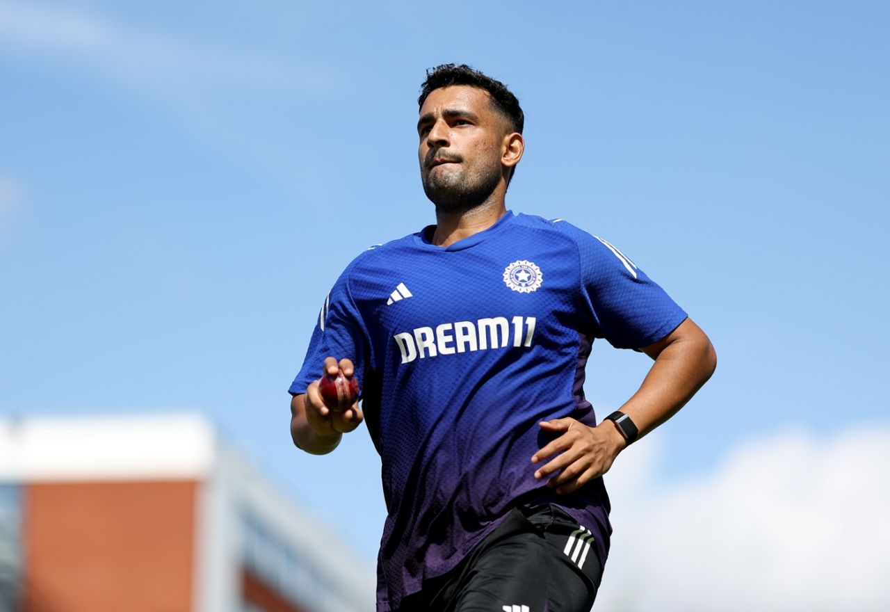 Anshul Kamboj in action at training, England vs India, 4th Test, Manchester, July 21, 2025