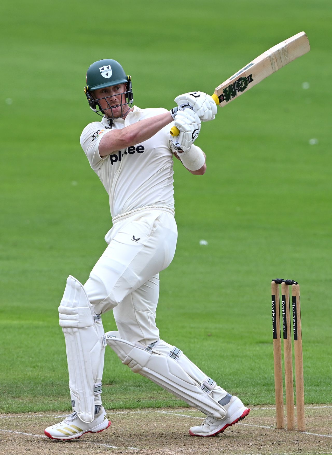 Adam Hose swings into the leg side, Warwickshire vs Worcestershire, County Championship, Division One, Edgbaston, July 22, 2025