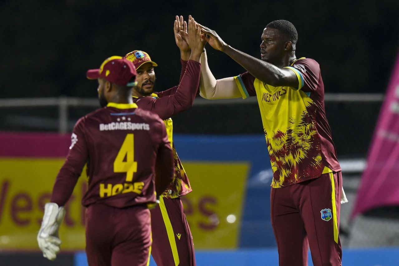 Jason Holder picked up the first wicket in the chase, West Indies vs Australia, 2nd T20I, Kingston, July 22, 2025