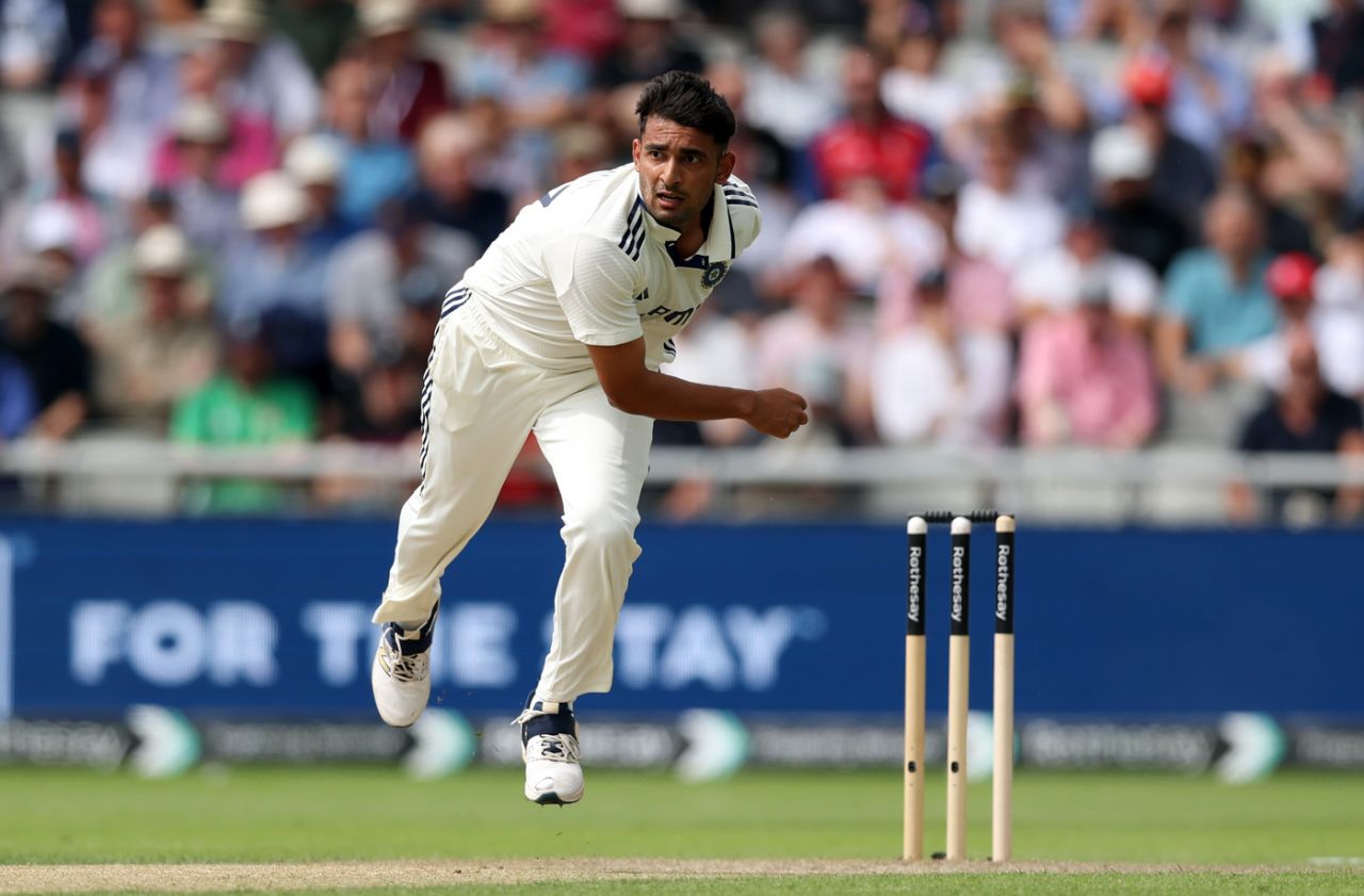 Anshul Kamboj bowls on debut, England vs India, 4th Test, 2nd Day, Manchester, July 24, 2025