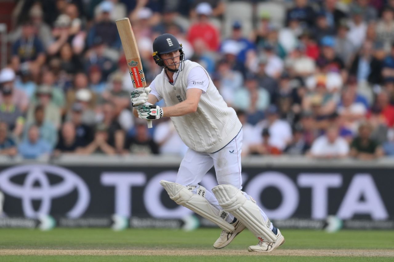 Zak Crawley plays a shot, England vs India, 4th Test, 2nd Day, Manchester, July 24, 2025