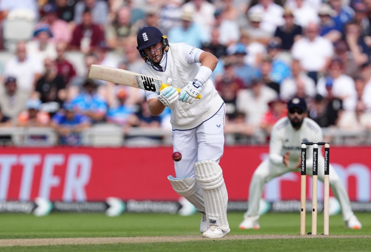 Joe Root plays the ball on the leg side, England vs India, 4th Test, Manchester, 3rd day, July 25, 2025
