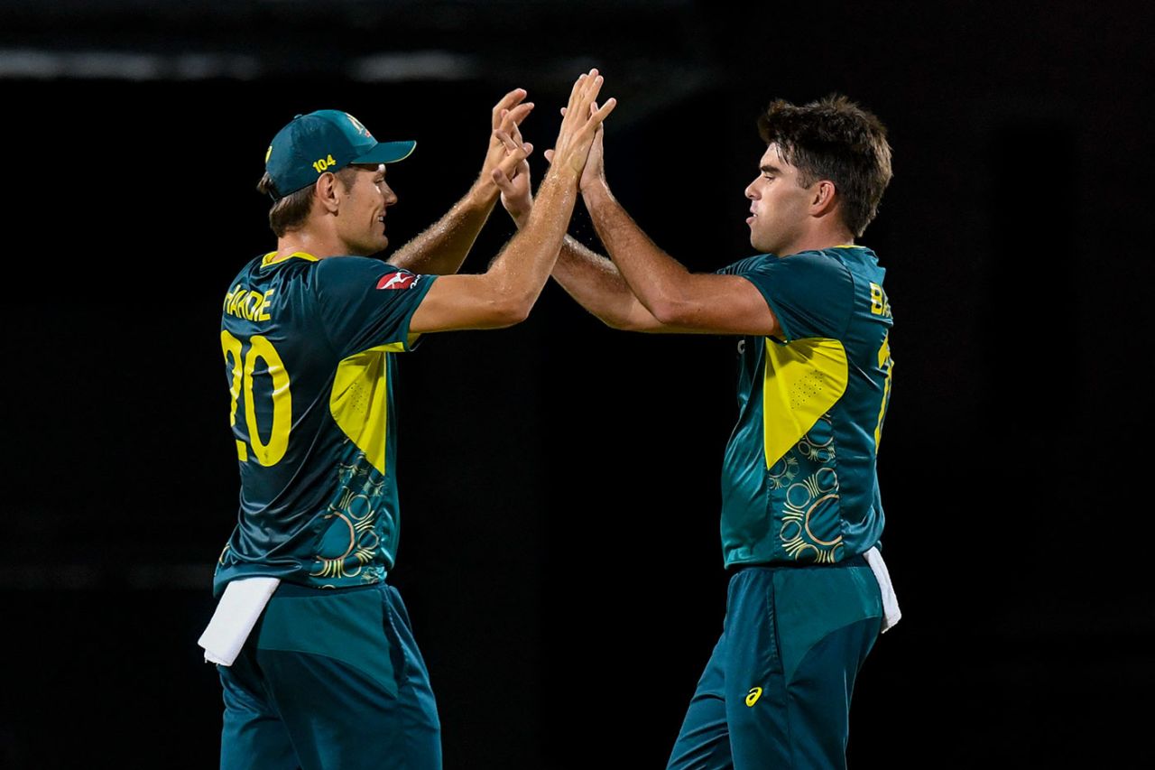 Xavier Bartlett made early inroads on his return to the side, West Indies vs Australia, 4th T20I, St Kitts, July 26, 2025