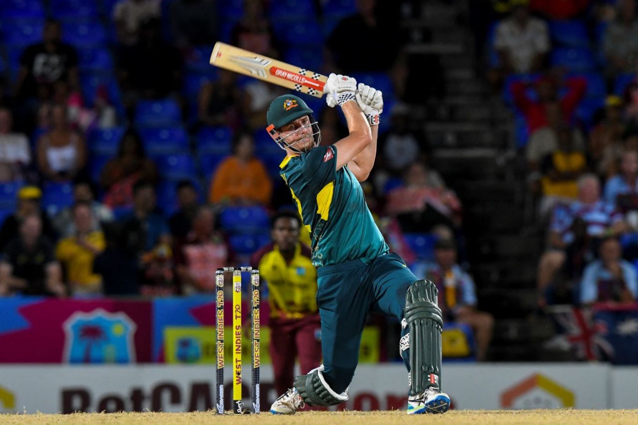 Cameron Green thumps one down the ground, West Indies vs Australia, 4th T20I, Basseterre, July 26, 2025