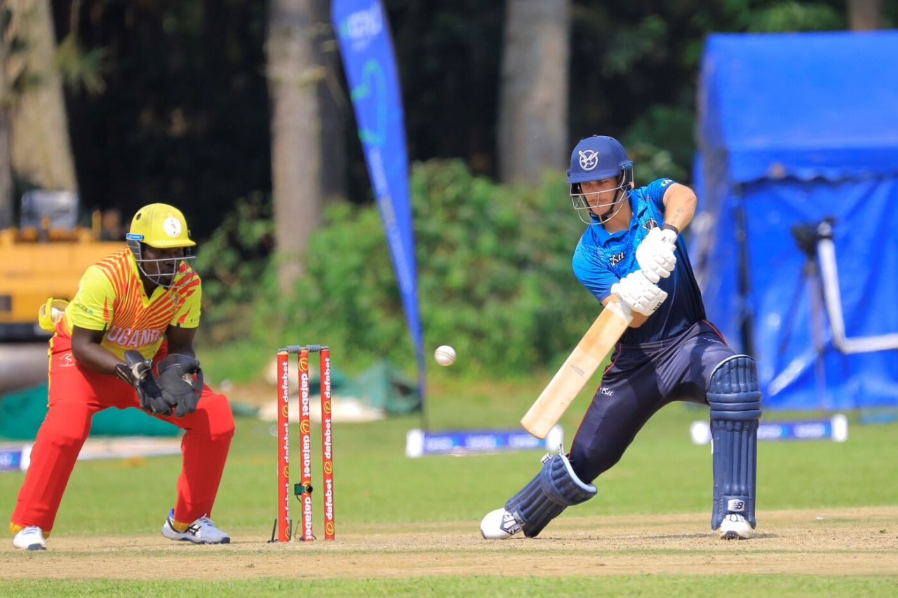 Jan-Izak de Villiers bats during the opening match, Uganda vs Namibia, Entebbe, Uganda, July 17, 2025