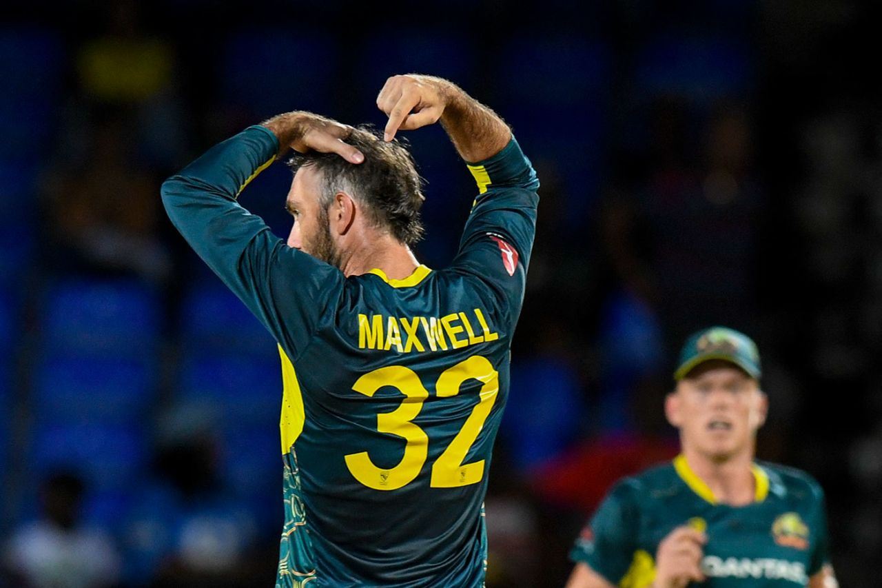 Glenn Maxwell brings out a celebration to mention someone's haircut, West Indies vs Australia, 5th T20I, St Kitts, July 28, 2025