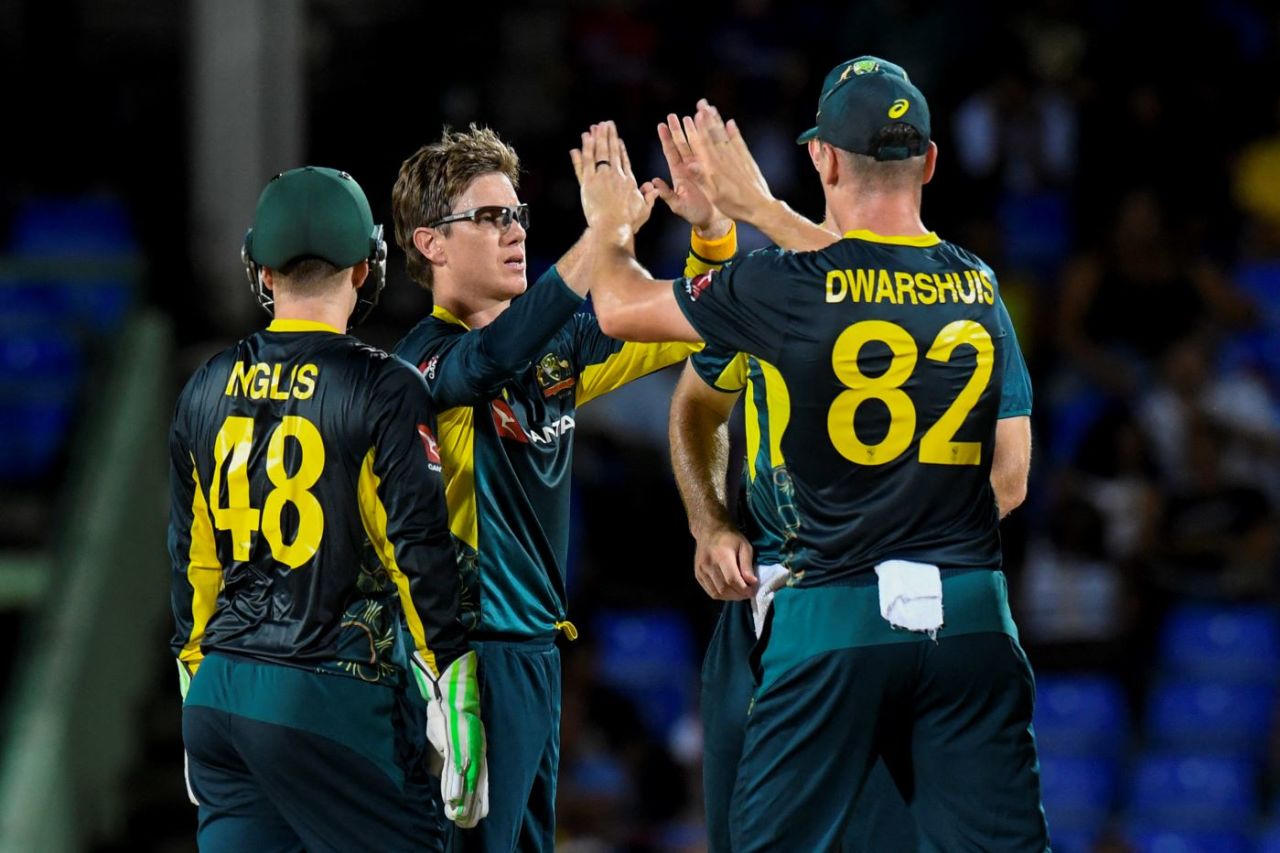 Adam Zampa took a wicket in his 100th T20I, West Indies vs Australia, 5th T20I, St Kitts, July 28, 2025