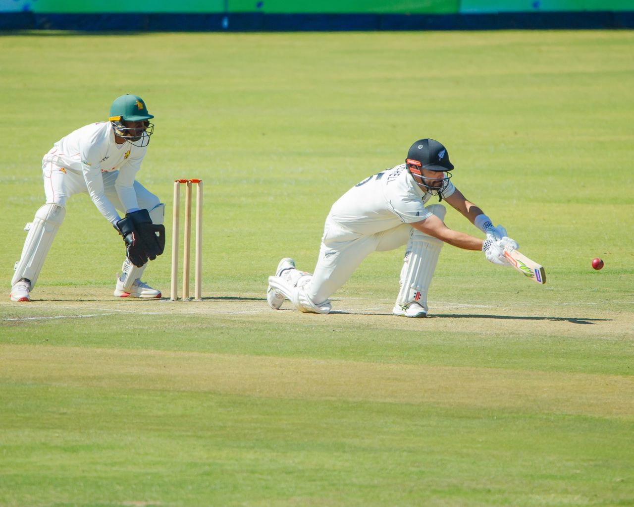 Daryl Mitchell sweeps one away, Zimbabwe vs New Zealand, 1st Test, 2nd day, Bulawayo, July 31, 2025