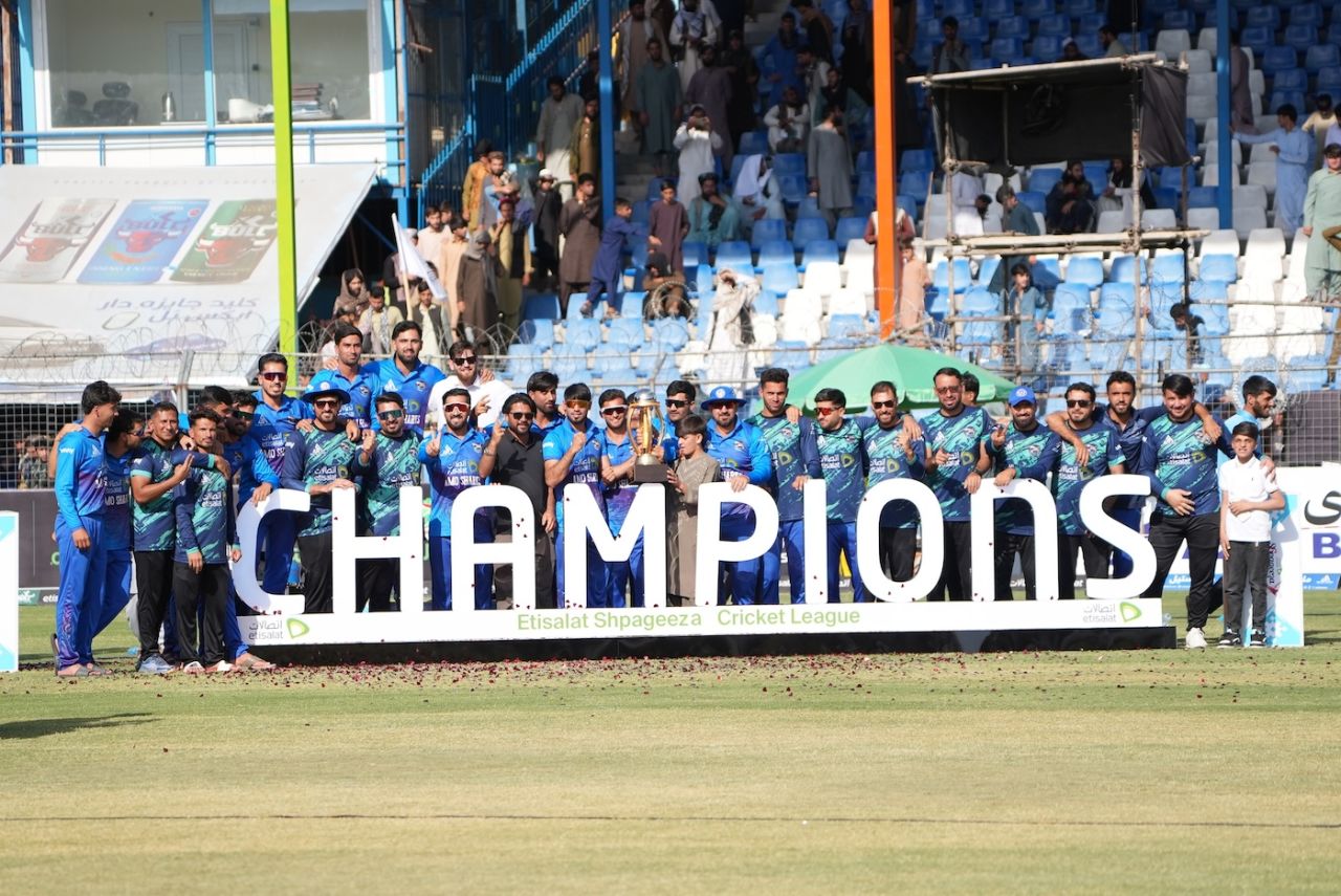 Amo Sharks won the Shpageeza Cricket League for the second year in a row, Mis Ainak Knights vs Amo Sharks, Kabul, Shpageeza Cricket League final, July 31, 2025