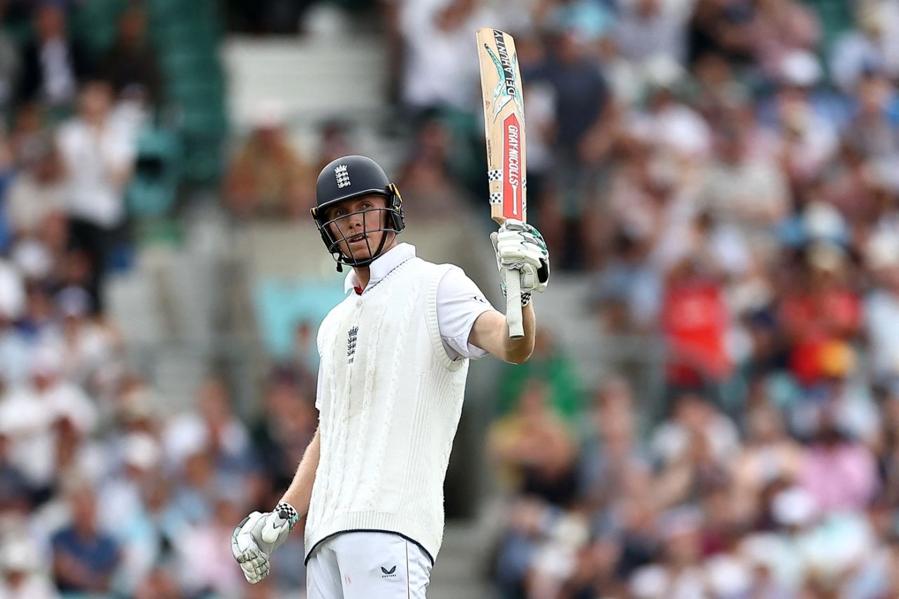 Zak Crawley acknowledges his half-century, England vs India, 5th Test, 2nd day, The Oval, August 1, 2025
