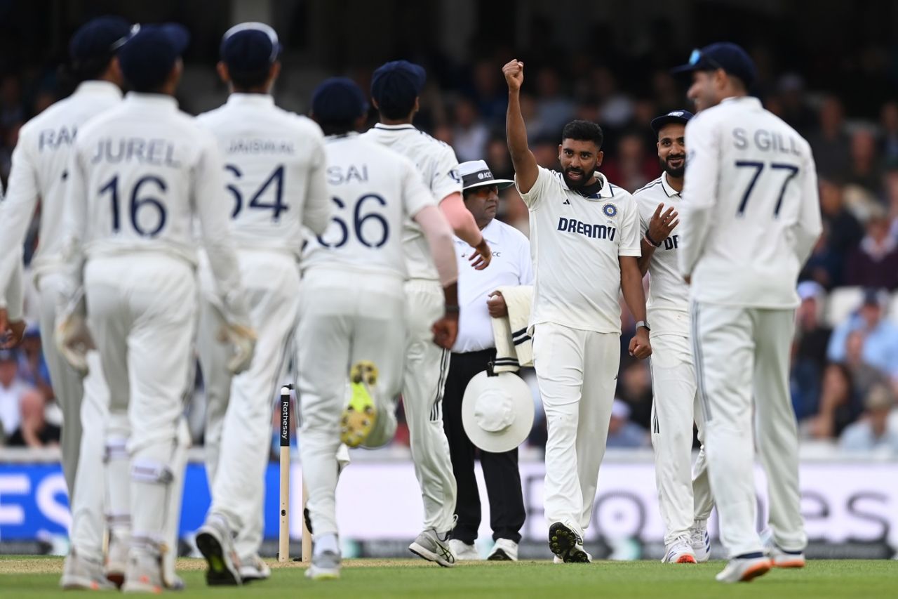 Mohammed Siraj celebrates after dismissing Ollie Pope, England vs India, 5th Test, 2nd day, The Oval, August 1, 2025