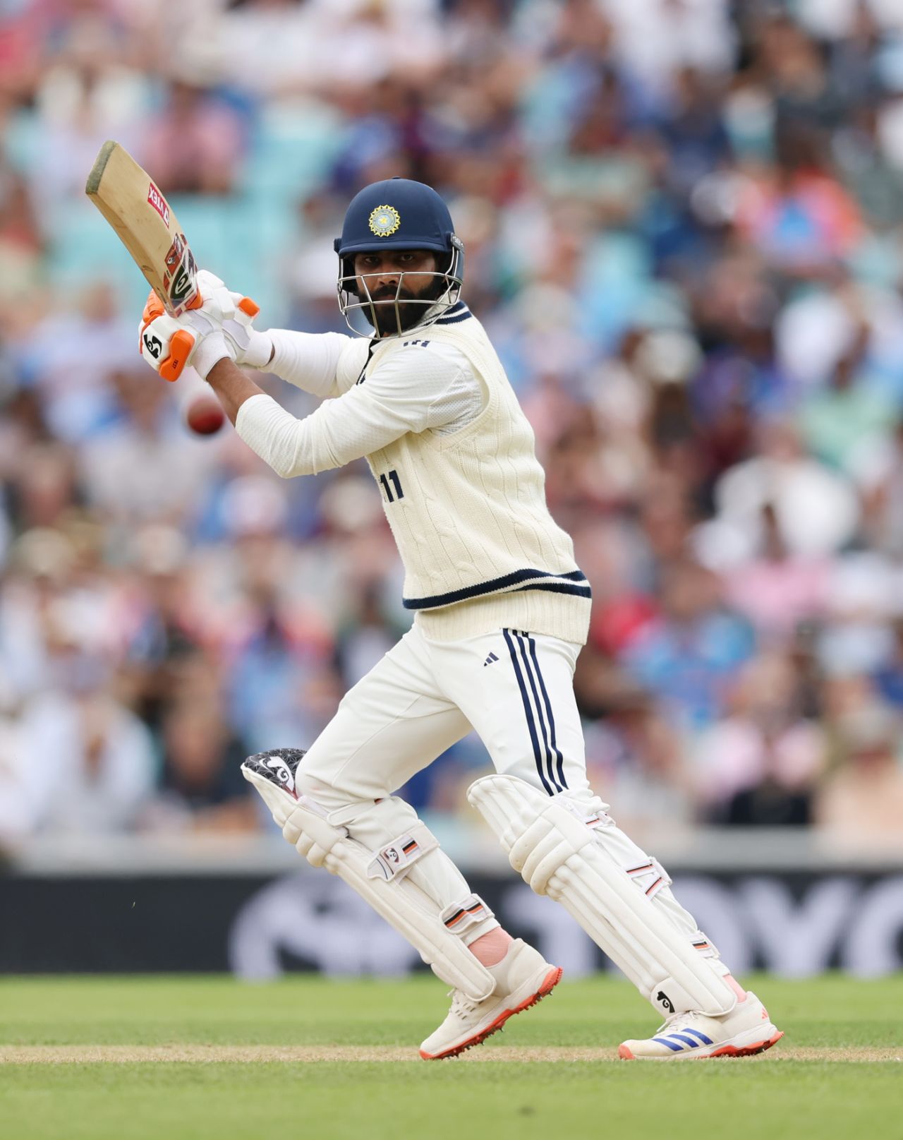 Ravindra Jadeja plays a shot, England vs India, 5th Test, 3rd Day, The Oval, August 2, 2025