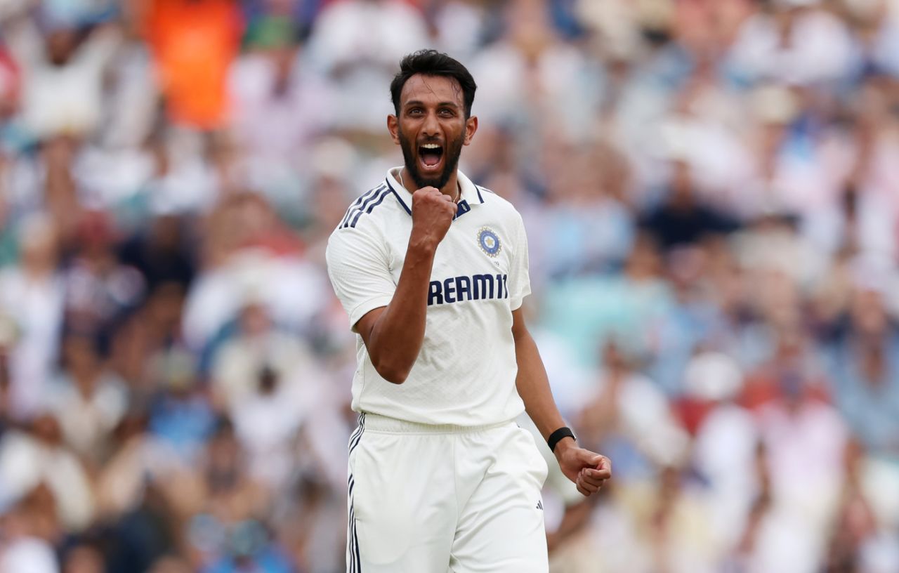 Prasidh Krishna celebrates Duckett's wicket, England vs India, 5th Test, 4th Day, The Oval, August 3, 2025