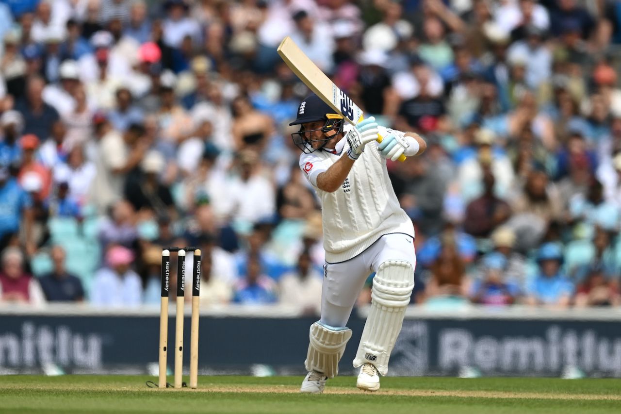 Joe Root nailed a cover drive early in his innings, England vs India, 5th Test, The Oval, 4th day, August 3, 2025
