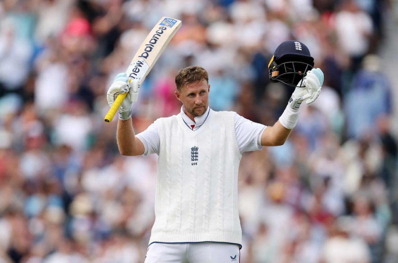 Joe Root celebrates his 39th Test century, England vs India, 5th Test, 4th Day, The Oval, August 3, 2025