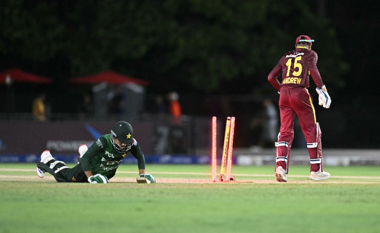Mohammad Haris is run out, West Indies vs Pakistan, 3rd T20I, Lauderhill, August 3, 2025